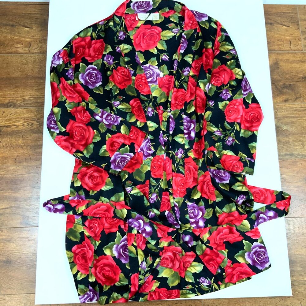 Vintage Victoria's Secret Gold Label 100% Silk Floral Robe Sz M/L - Picture 16 of 16